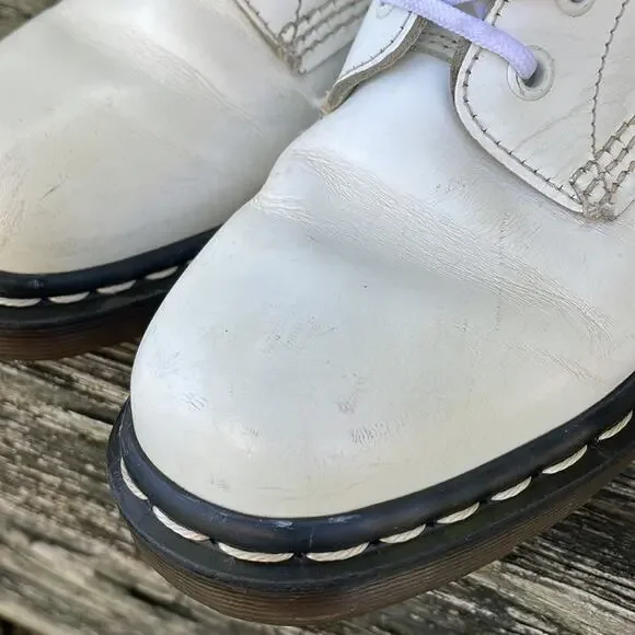 Vintage Dr Martens 1460 MIE England White Combat Boots Women's 7 US / 5 UK - Picture 13 of 16